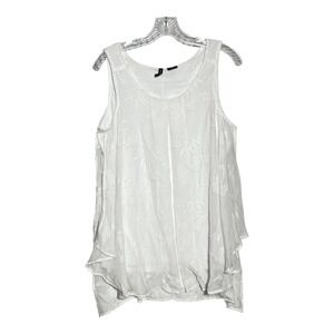 New Directions‎ White Floral Sleeveless Layered Tank Top Women's M